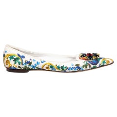 Dolce & Gabbana Crystal Embellished Printed Flats Size IT 37.5