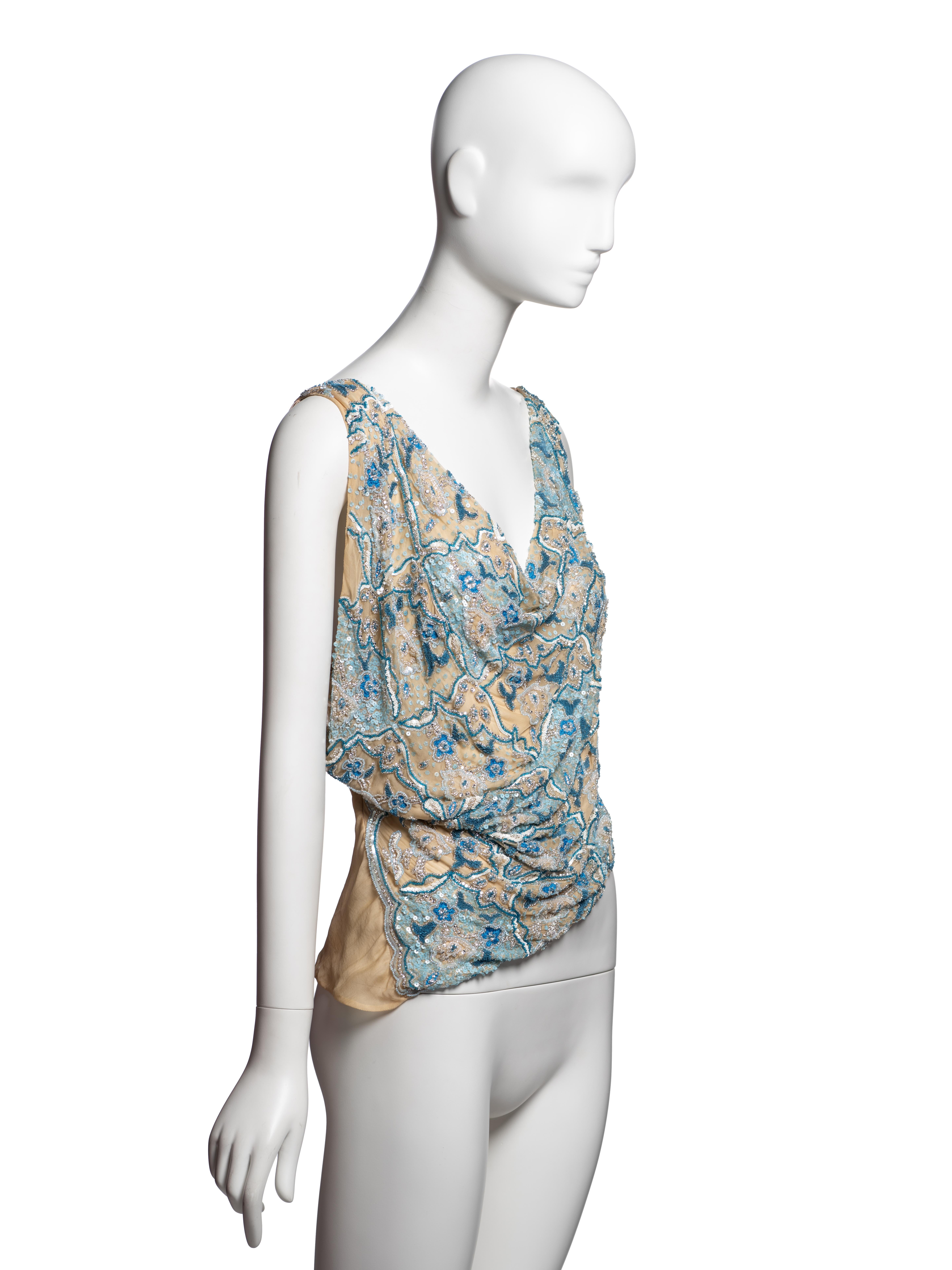 De las mujeres Dolce & Gabbana Top drapeado de seda adornado con cristales, FW 1999 en venta