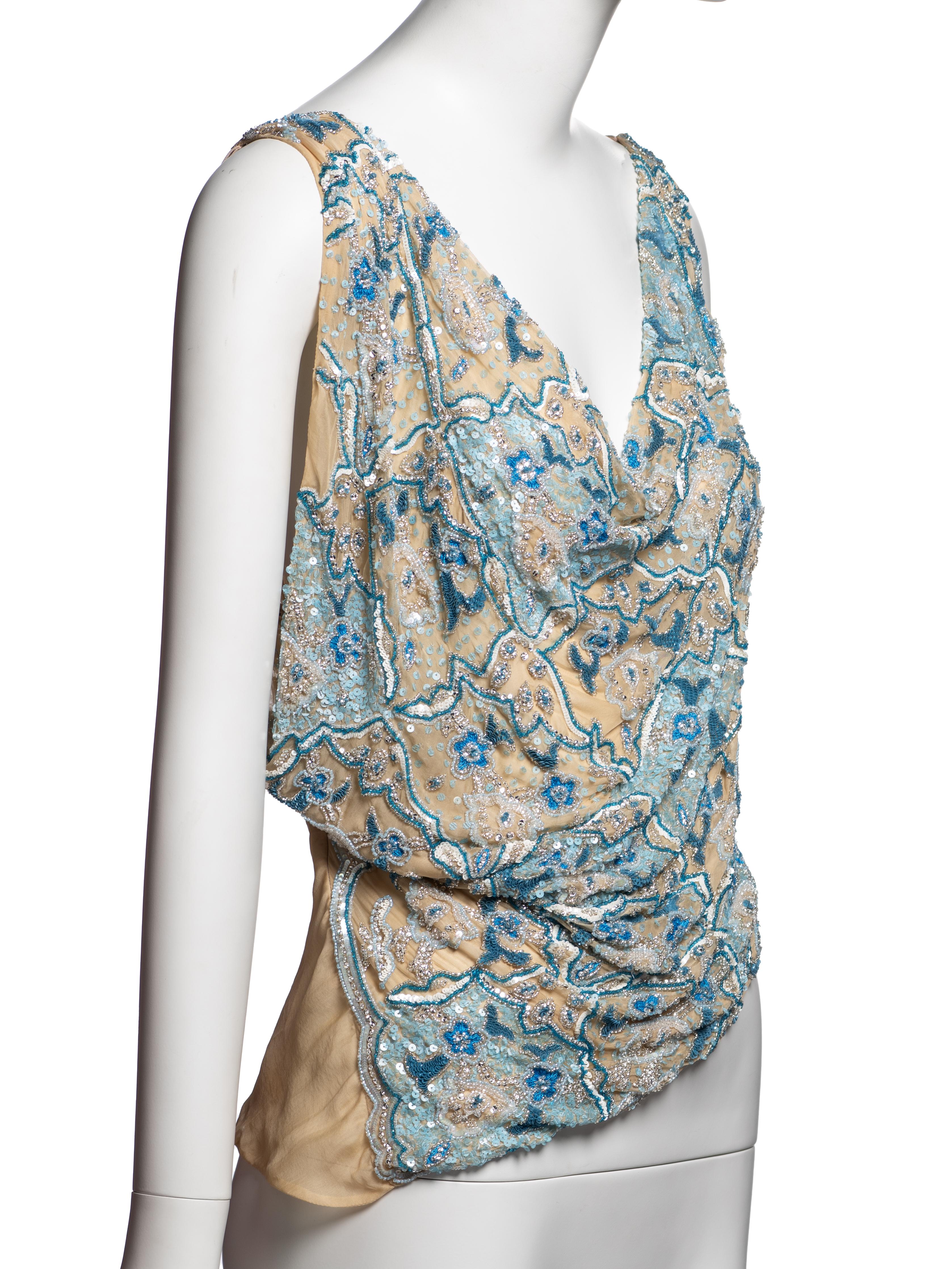 Dolce & Gabbana Top drapeado de seda adornado con cristales, FW 1999 en venta 1