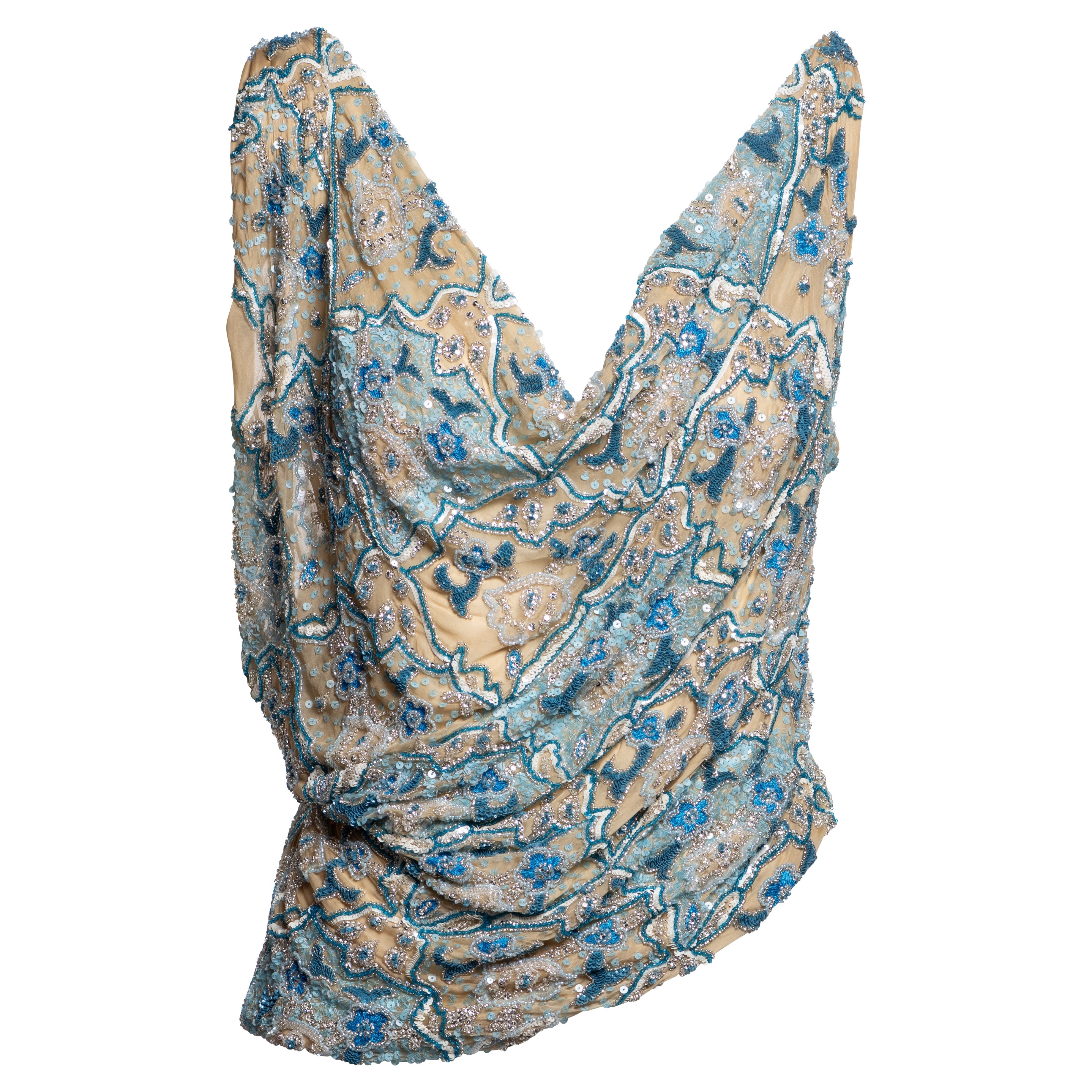 Dolce
Gabbana - Top drappeggiato in seta impreziosito da cristalli, FW 1999