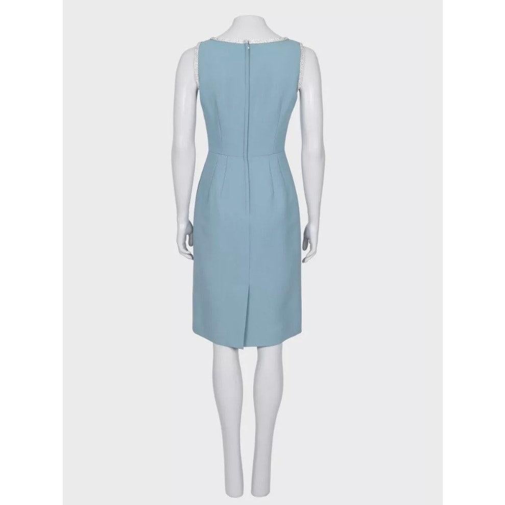 Dolce & Gabbana Crystal-Embellished Wool Fitted Dress Sz.40 Azul en venta