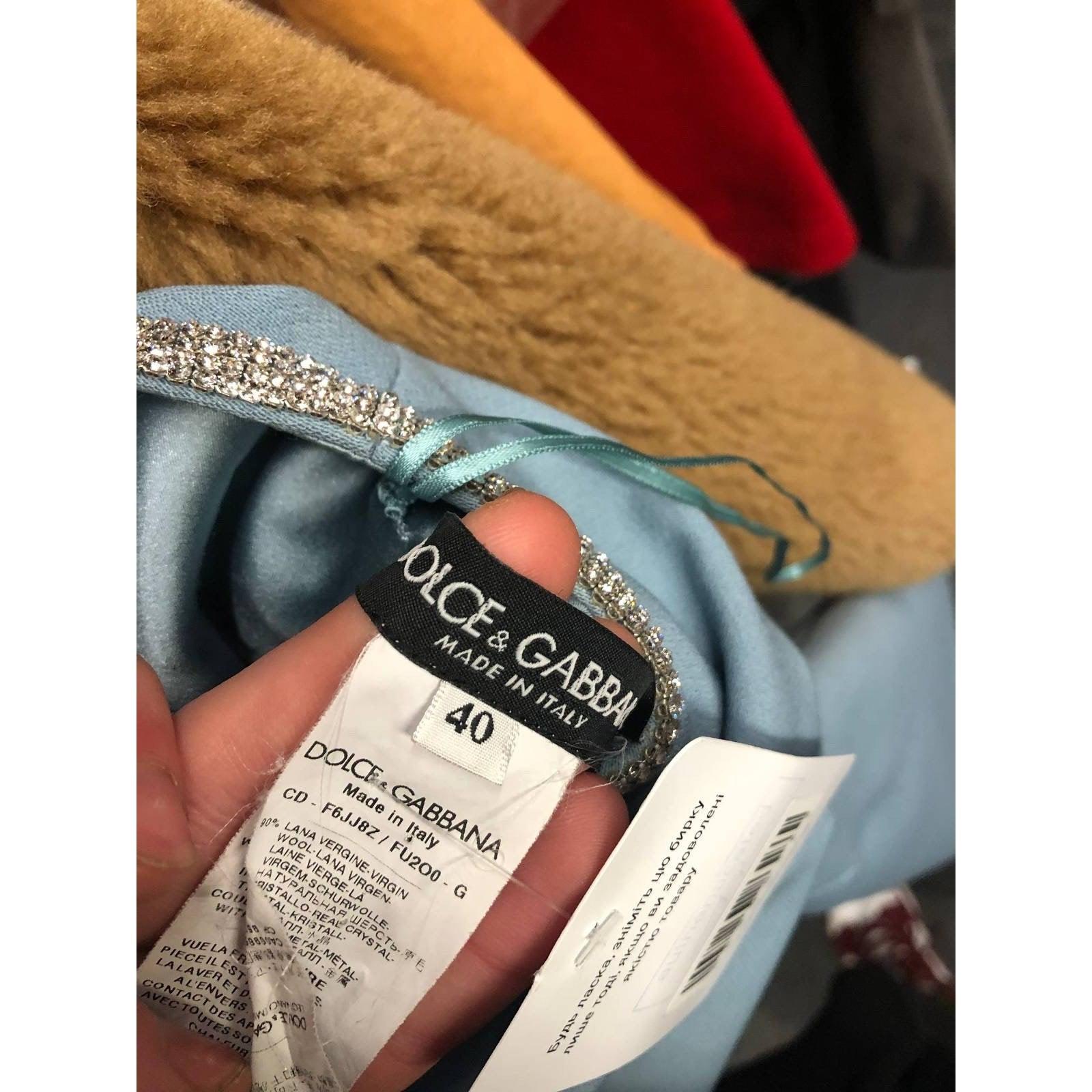 Dolce & Gabbana Crystal-Embellished Wool Fitted Dress Sz.40 en venta 1