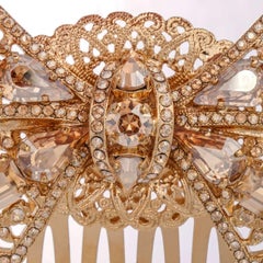 Dolce & Gabbana - Crystal Filigree Ribbon Hair Clip Brooch Gold