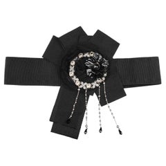 Dolce & Gabbana - Crystal Flower Bow Chain Belt Black 40 S