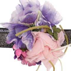 Dolce & Gabbana - Crystal Flower Brooch Dress Belt Purple Black IT 40