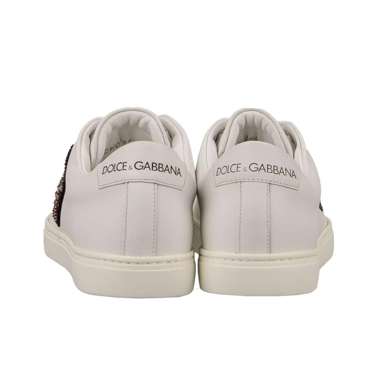 Women's Dolce & Gabbana - Crystal Heart Love Patch Sneaker LONDON White EUR 37 For Sale