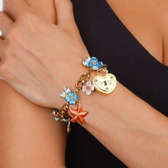 Dolce & Gabbana - Crystal Heart Rose Butterfly Star Pendant Charms Bracelet Gold