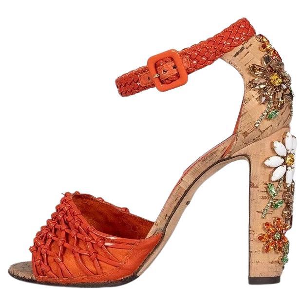 Dolce
Gabbana Crystal Heel Leather Sandals - Size 37