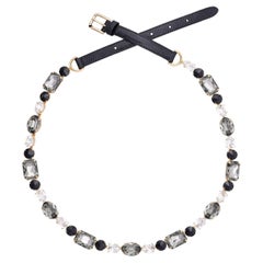 Dolce & Gabbana - Crystal Lizard Texture Chain Belt Black Gold L