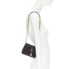 DOLCE GABBANA Kristall Medaillon Charme Schleife Spitze Satin Klappe Kette Schulterriemen