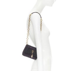 DOLCE GABBANA Kristall Medaillon Charme Schleife Spitze Satin Klappe Kette Schulterriemen