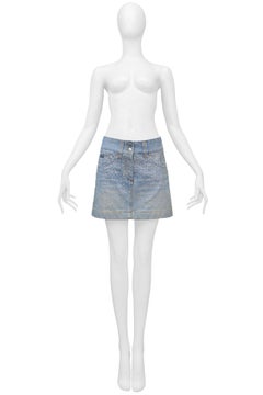 Dolce & Gabbana Crystal & Pearl Denim Mini Skirt