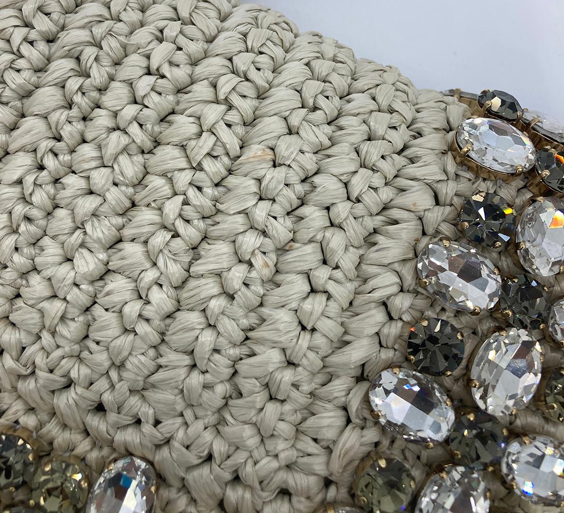 Dolce & Gabbana Crystal Raffia Flap Shoulder Bag For Sale 10