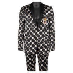 Dolce & Gabbana Crystal Sacred Heart Suit MARTINI Black White 48 US 38 M