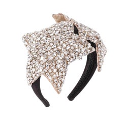 Dolce & Gabbana - Crystal Star Crown Silk Hairband Silver Black