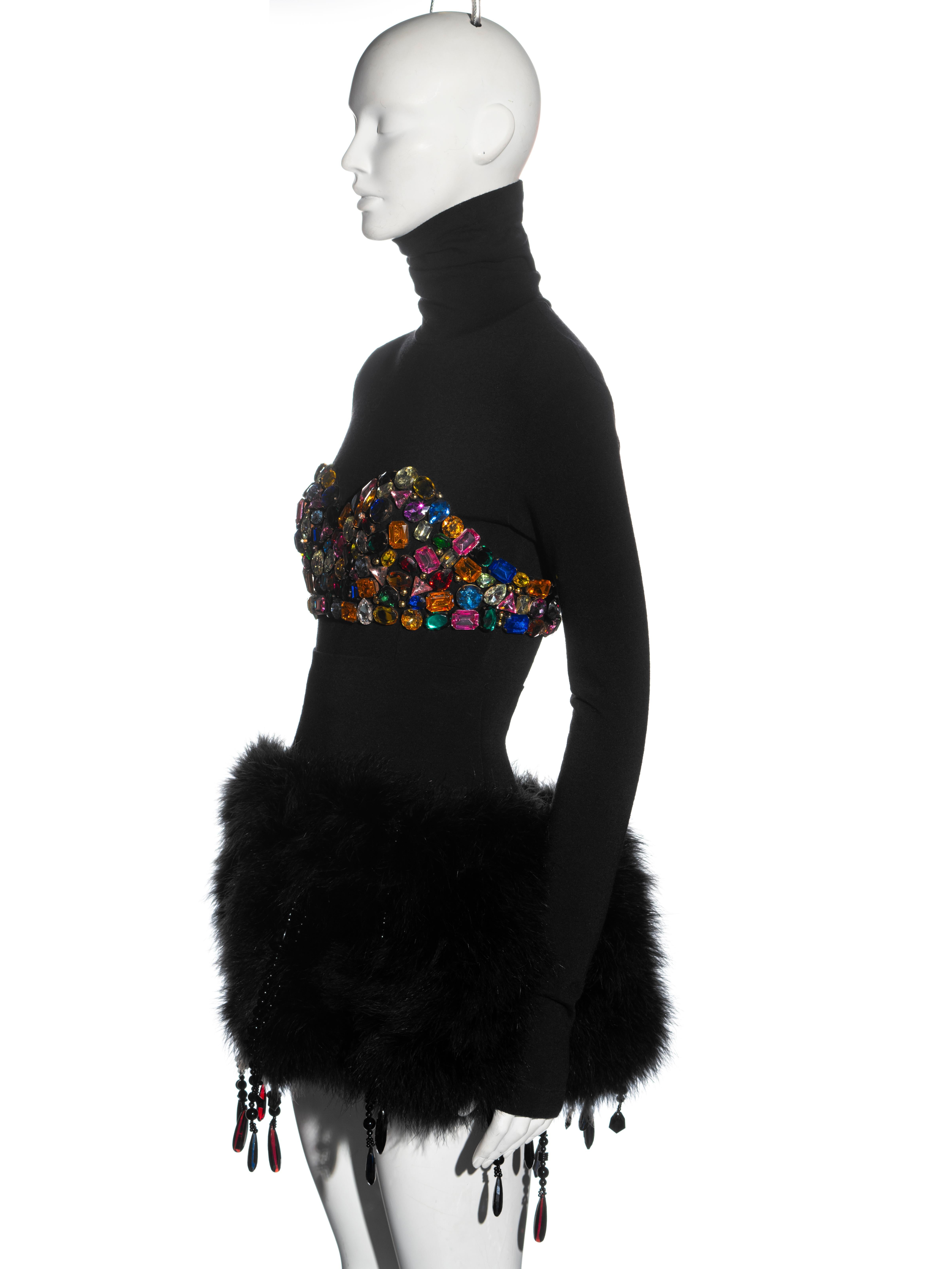 Dolce & Gabbana crystal top and marabou feather puffball skirt set, fw 1991 4