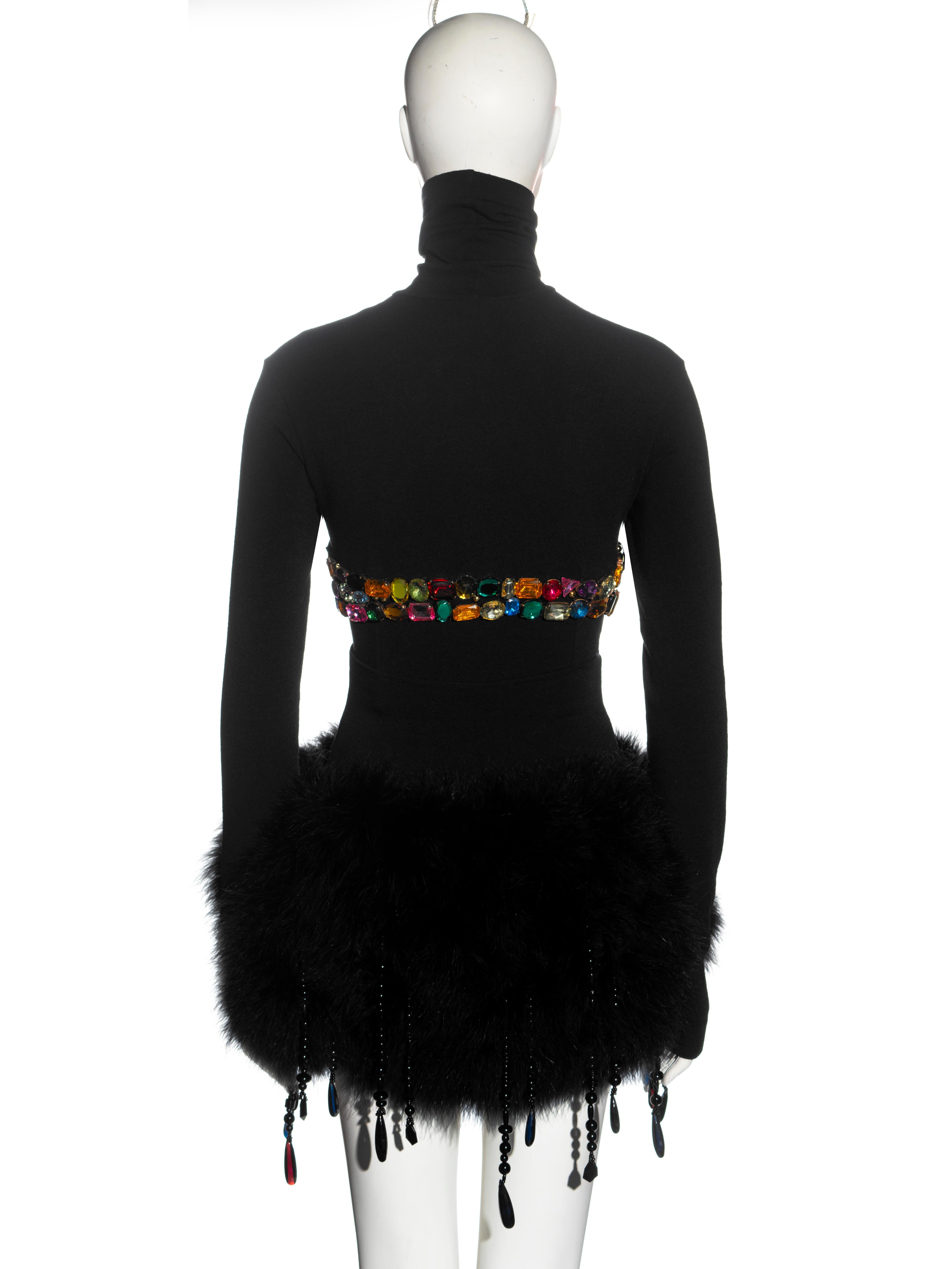 Dolce & Gabbana crystal top and marabou feather puffball skirt set, fw 1991 3