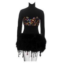 Dolce & Gabbana crystal top and marabou feather puffball skirt set, fw 1991