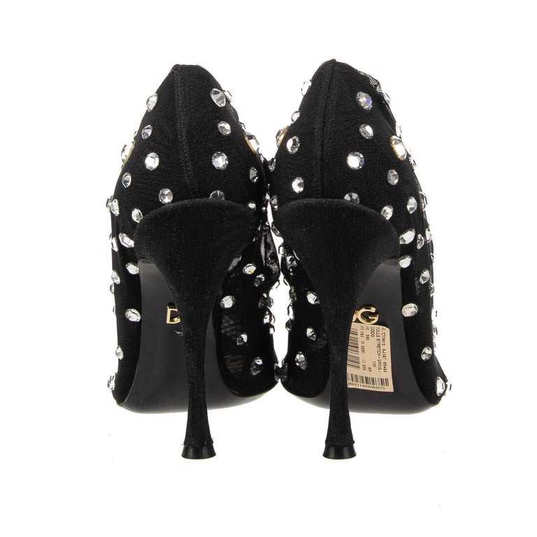 Dolce & Gabbana Black Tulle Stretch Boots Pumps Shoes
