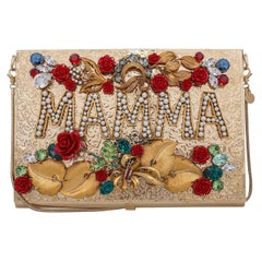 Dolce & Gabbana - Crystals and Roses Embellished Box Clutch Bag MAMMA Gold