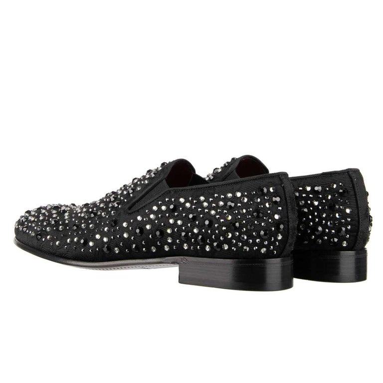 Dolce & Gabbana Crystal Studded Loafers in Black Dolce & Gabbana Black Crystal Embellished Loafers Dress  main image 2