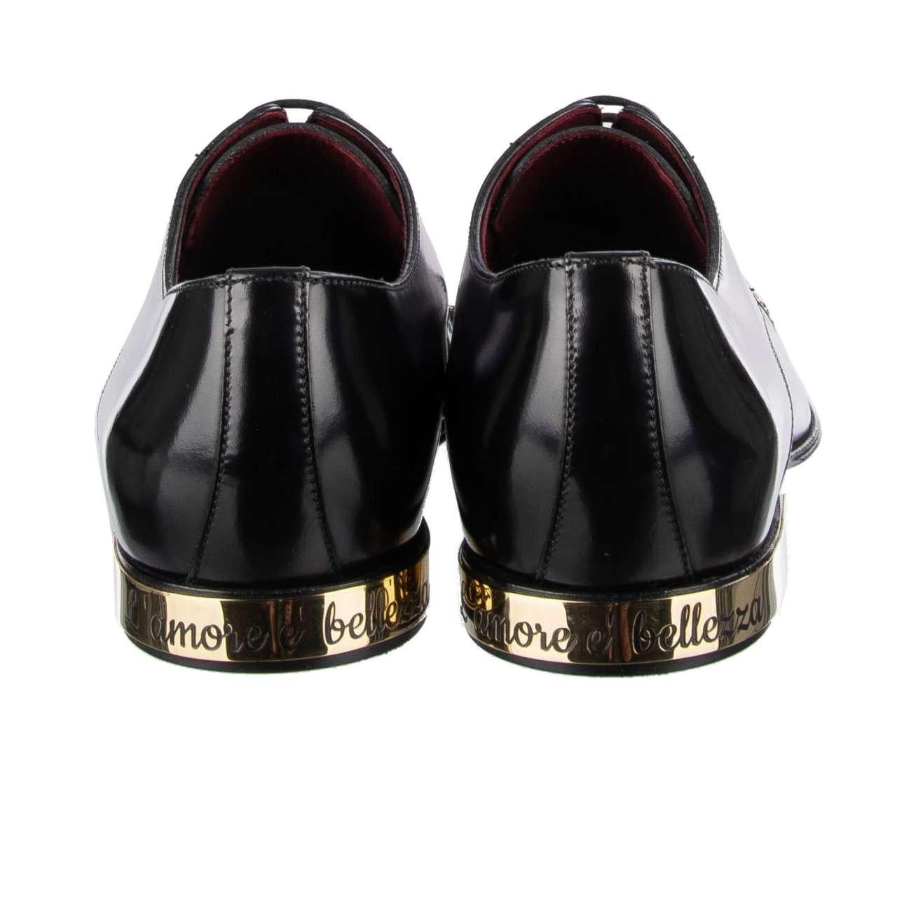 Dolce & Gabbana Crystals Embellished Metal Derby Shoes POSITANO Black EUR 39 For Sale 3