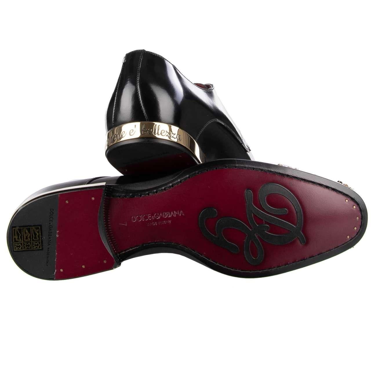 Dolce & Gabbana Crystals Embellished Metal Derby Shoes POSITANO Black EUR 39 For Sale 4
