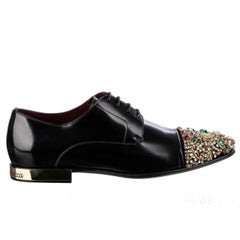 Dolce & Gabbana Crystals Embellished Metal Derby Shoes POSITANO Black EUR 40