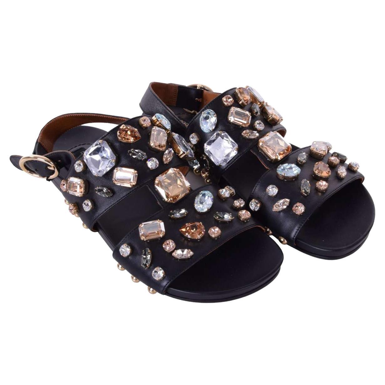 Dolce & Gabbana - Crystals Embellished Sandals Black For Sale