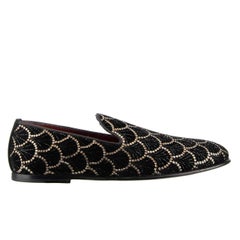 Dolce & Gabbana Crystals Embroidered Loafer Shoes ISPICA Black Gold EUR 42