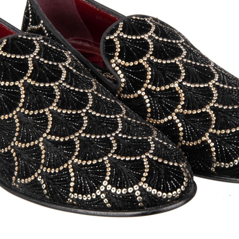 Dolce & Gabbana Black Gold Embroidery Crystal Boots Shoes main image 0