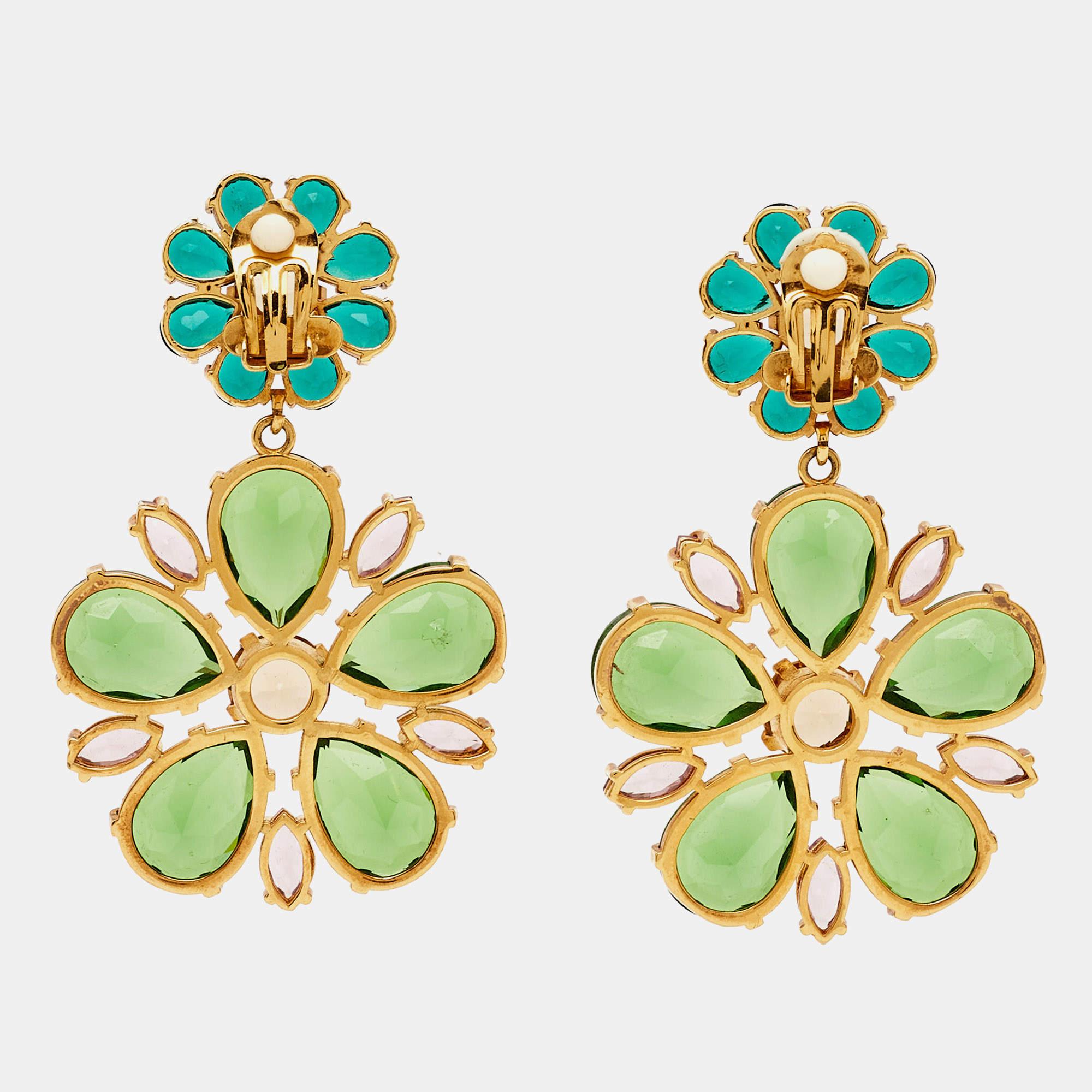 Mouvement esthétique Boucles d'oreilles Dolce & Gabbana Crystals couleur or en vente