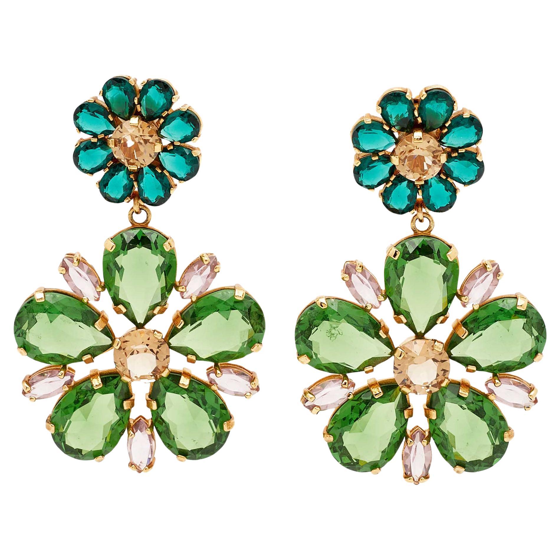 Dolce & Gabbana Crystals Gold Tone Earrings For Sale