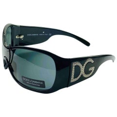 Dolce & Gabbana Crystals Logo Gradient Lens Oversized Sunglasses in Black