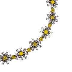 Dolce & Gabbana - Daisy Crystal Suede Chain Belt White Black Yellow Silver M