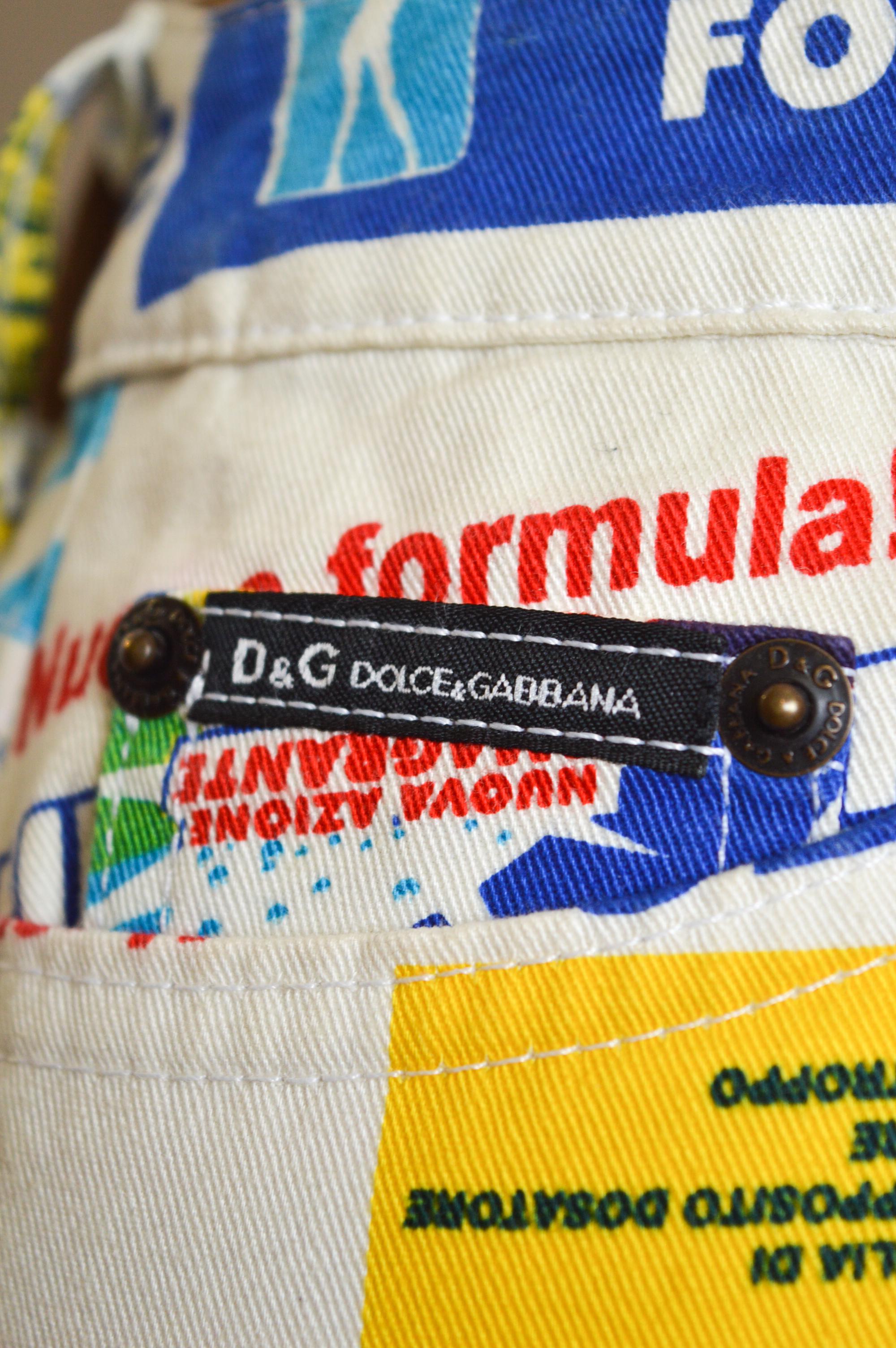Dolce & Gabbana Danza 3000 Loud pattern denim pencil Skirt For Sale 5