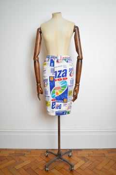 Y2k Dolce & Gabbana Danza 3000 Loud Magazine pattern denim pencil Skirt