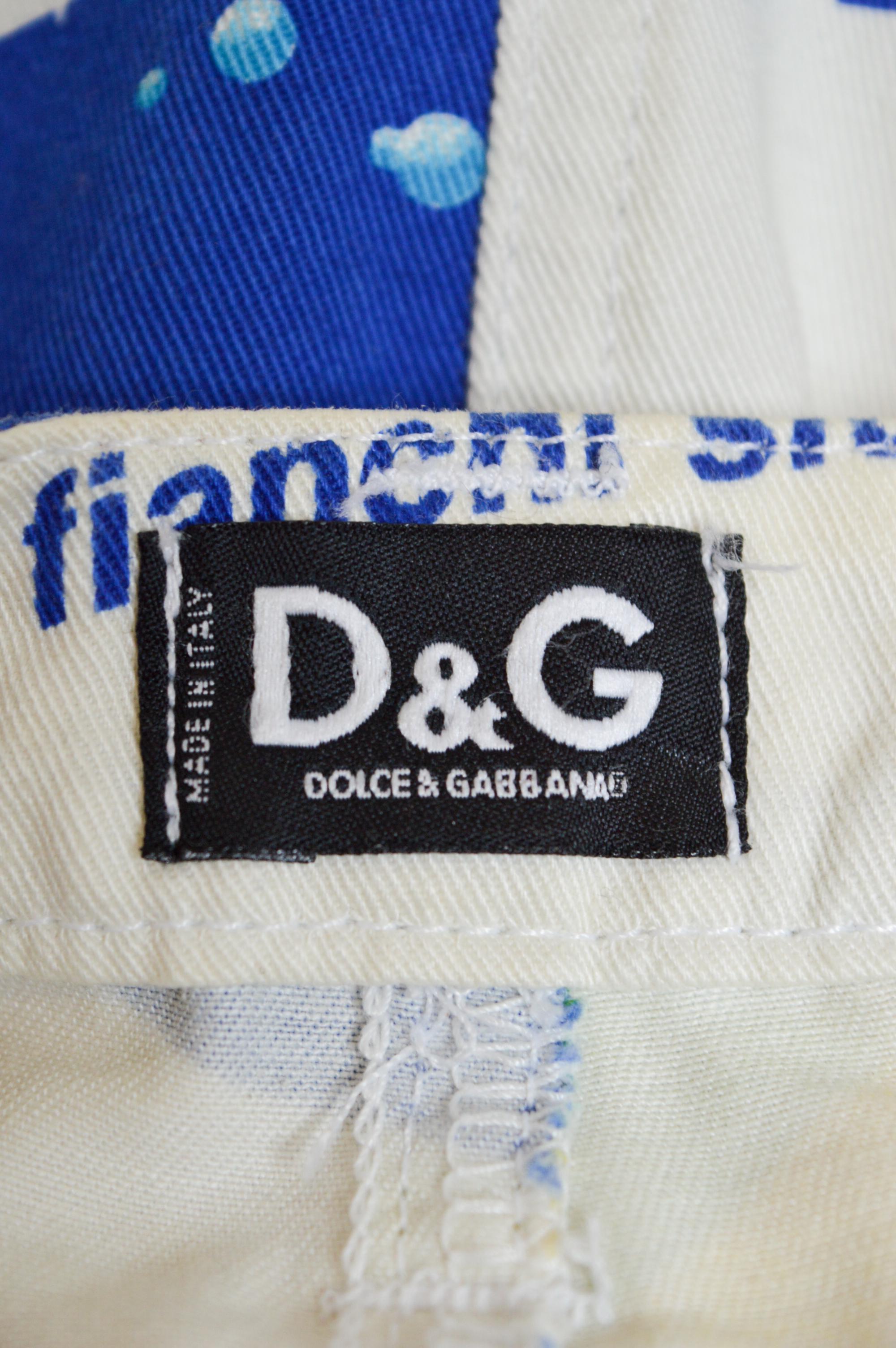 Dolce & Gabbana Danza 3000 Loud pattern denim pencil Skirt For Sale 4