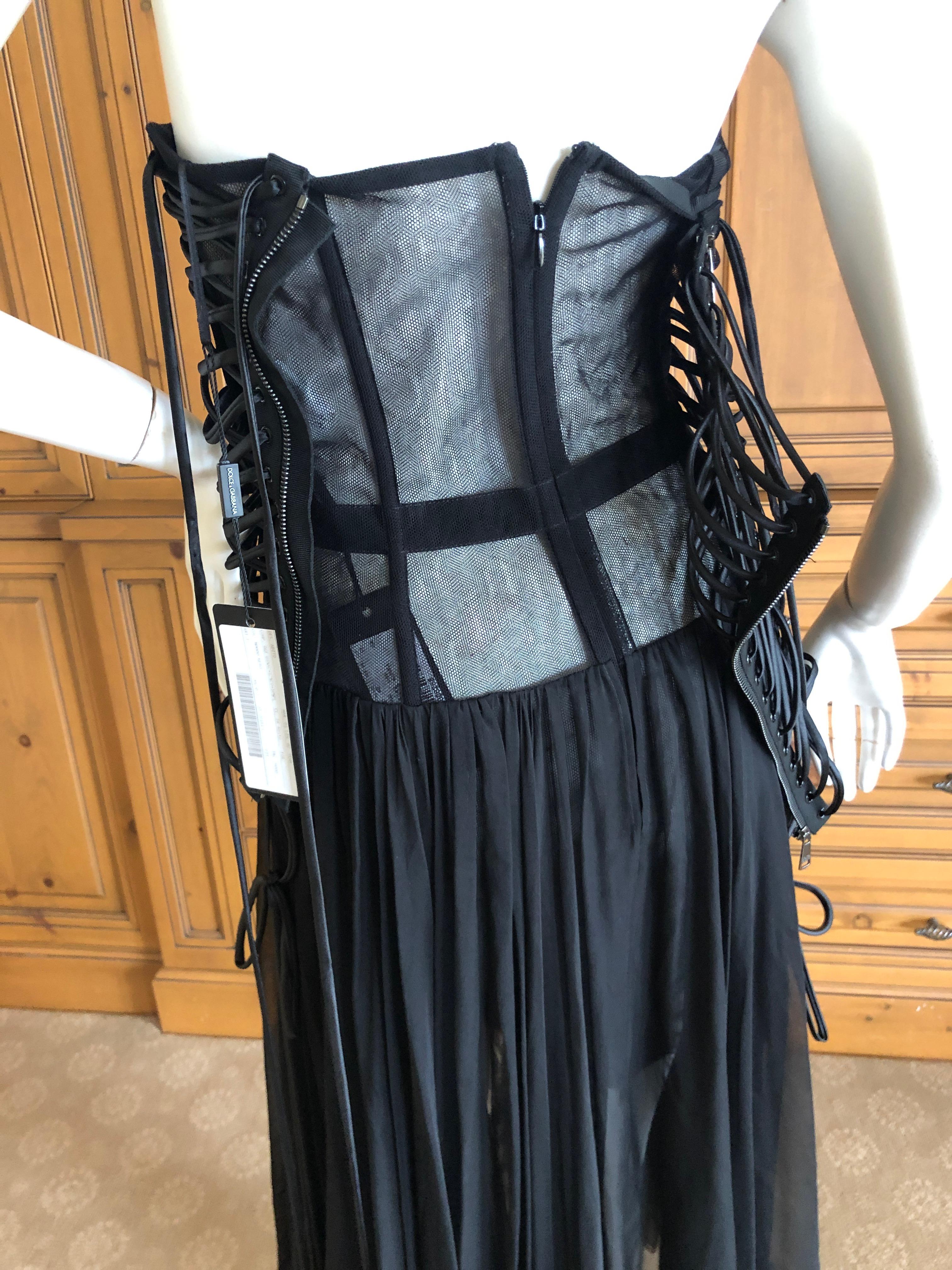 Dolce & Gabbana Daring Lace Up Corset Dress New with Tags $3295 Size 44 For Sale 3