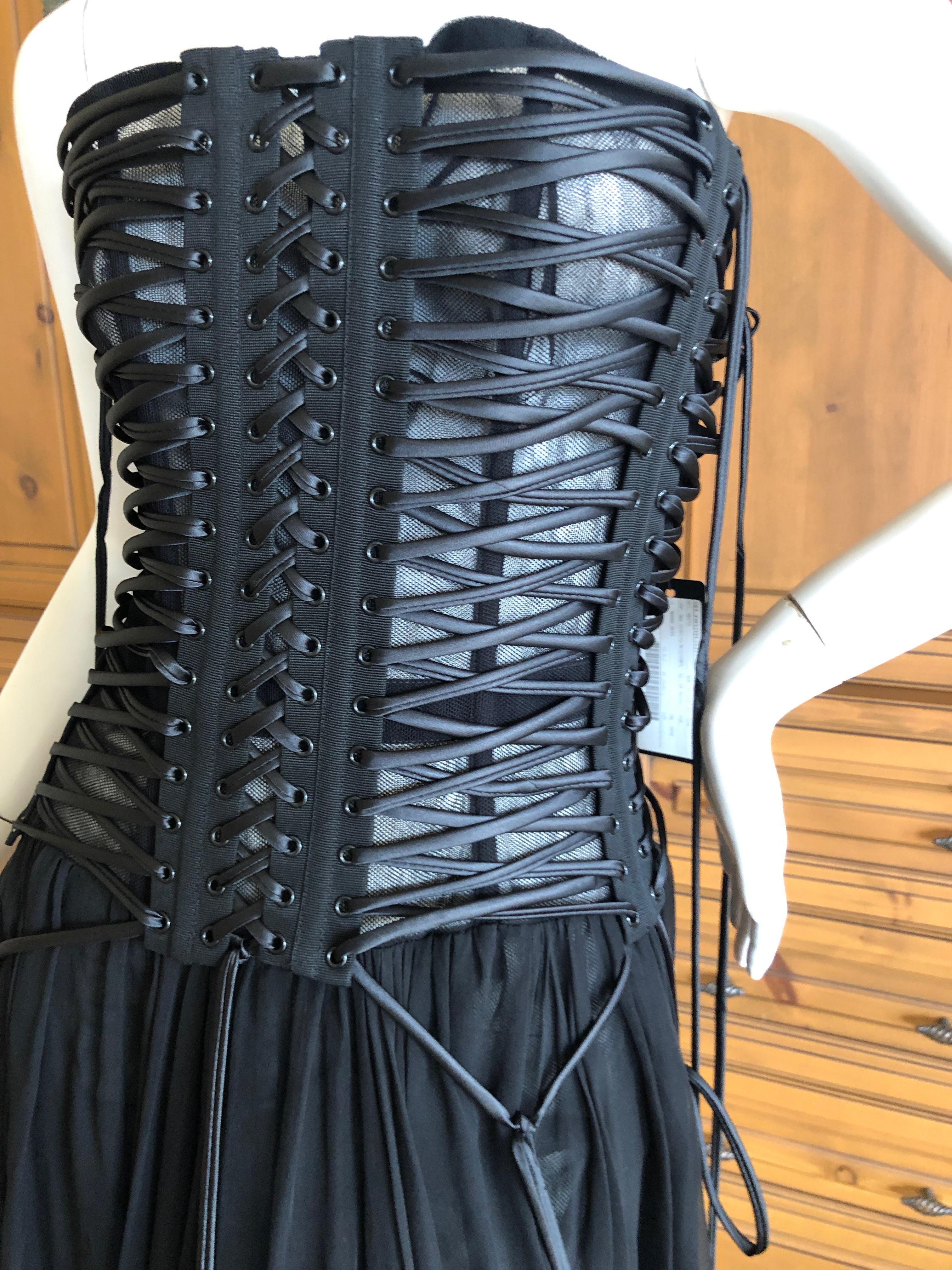 lace up corset dress black