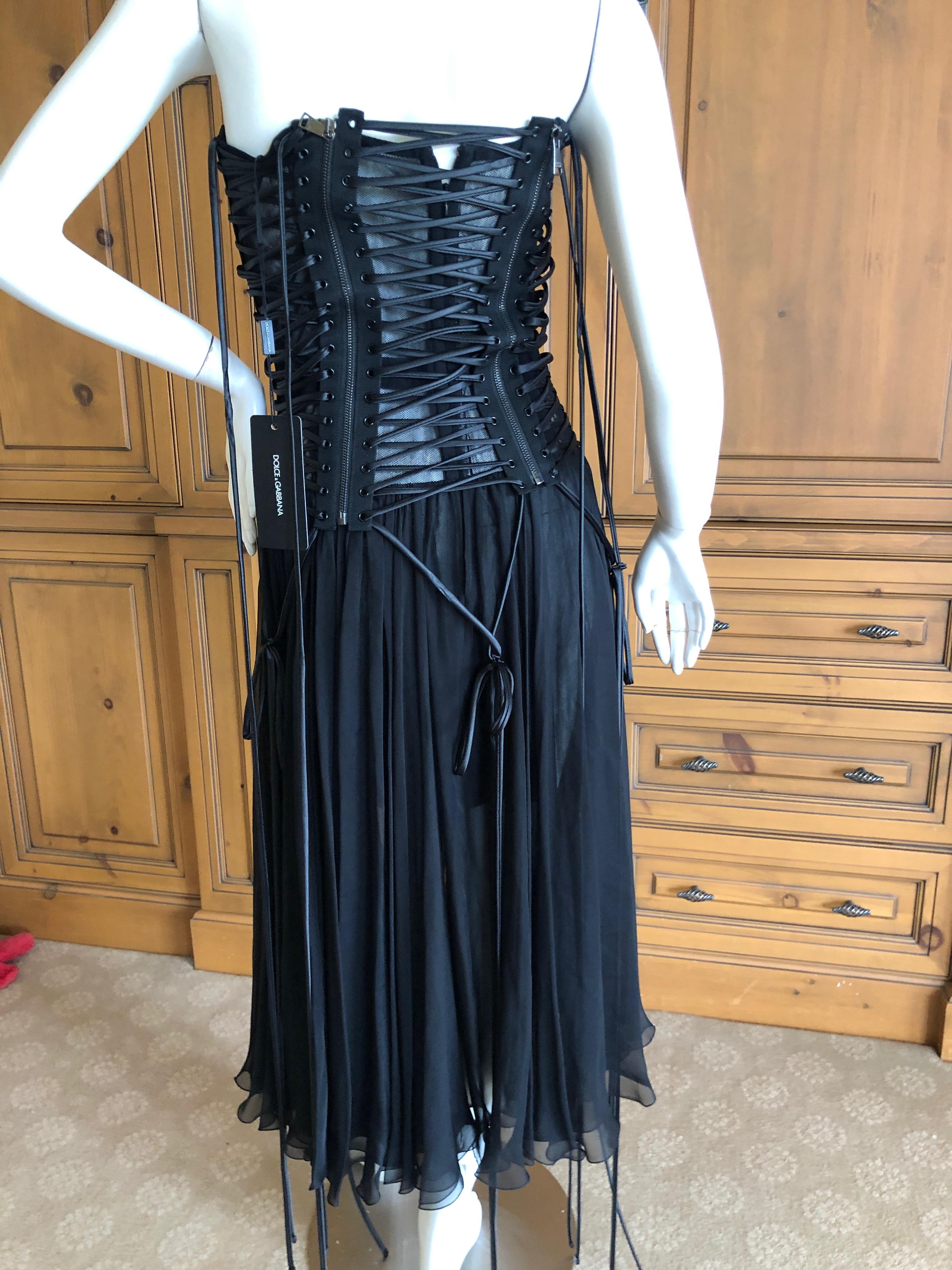 Dolce & Gabbana Daring Lace Up Corset Dress New with Tags $3295 Size 44 For Sale 1