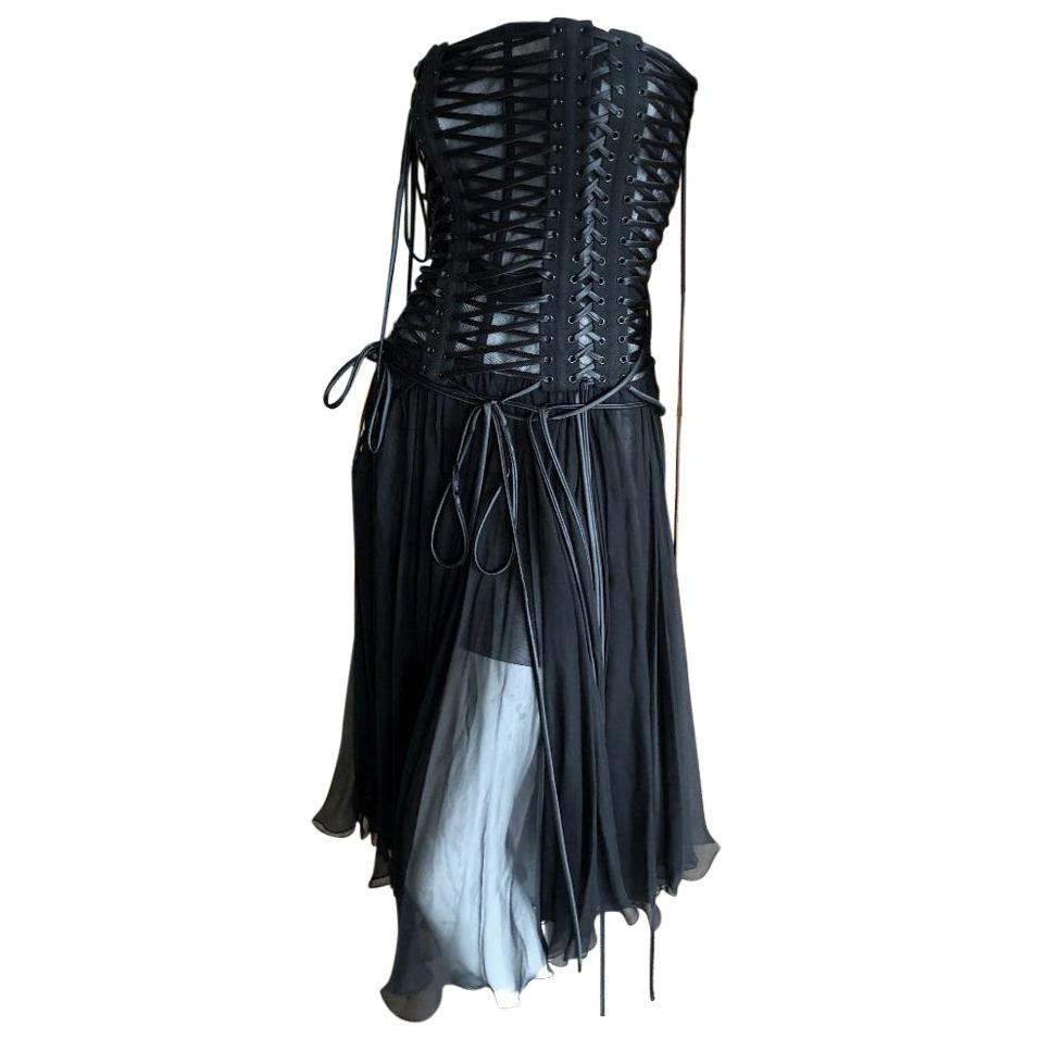 Dolce & Gabbana Daring Lace Up Corset Dress New with Tags $3295 Size 44 For Sale