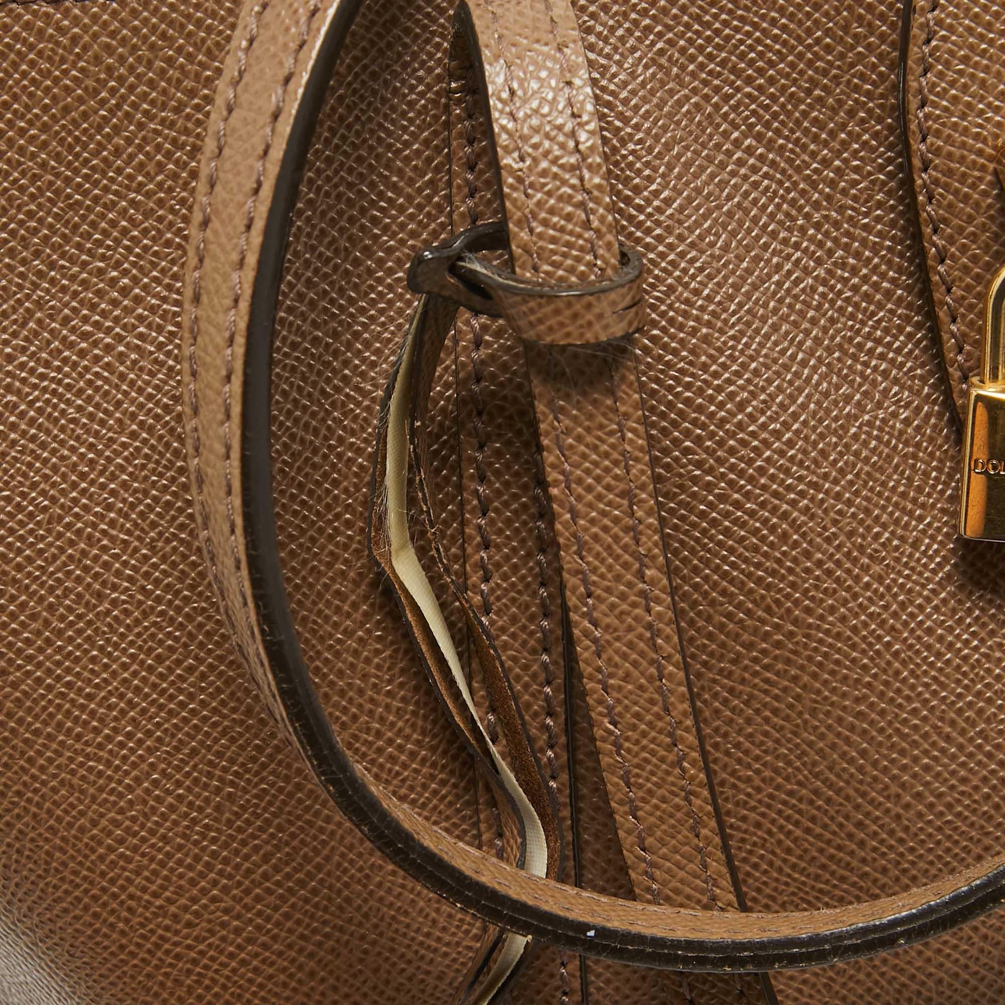 Dolce & Gabbana Dark Beige Leather Miss Escape Zip Tote 1