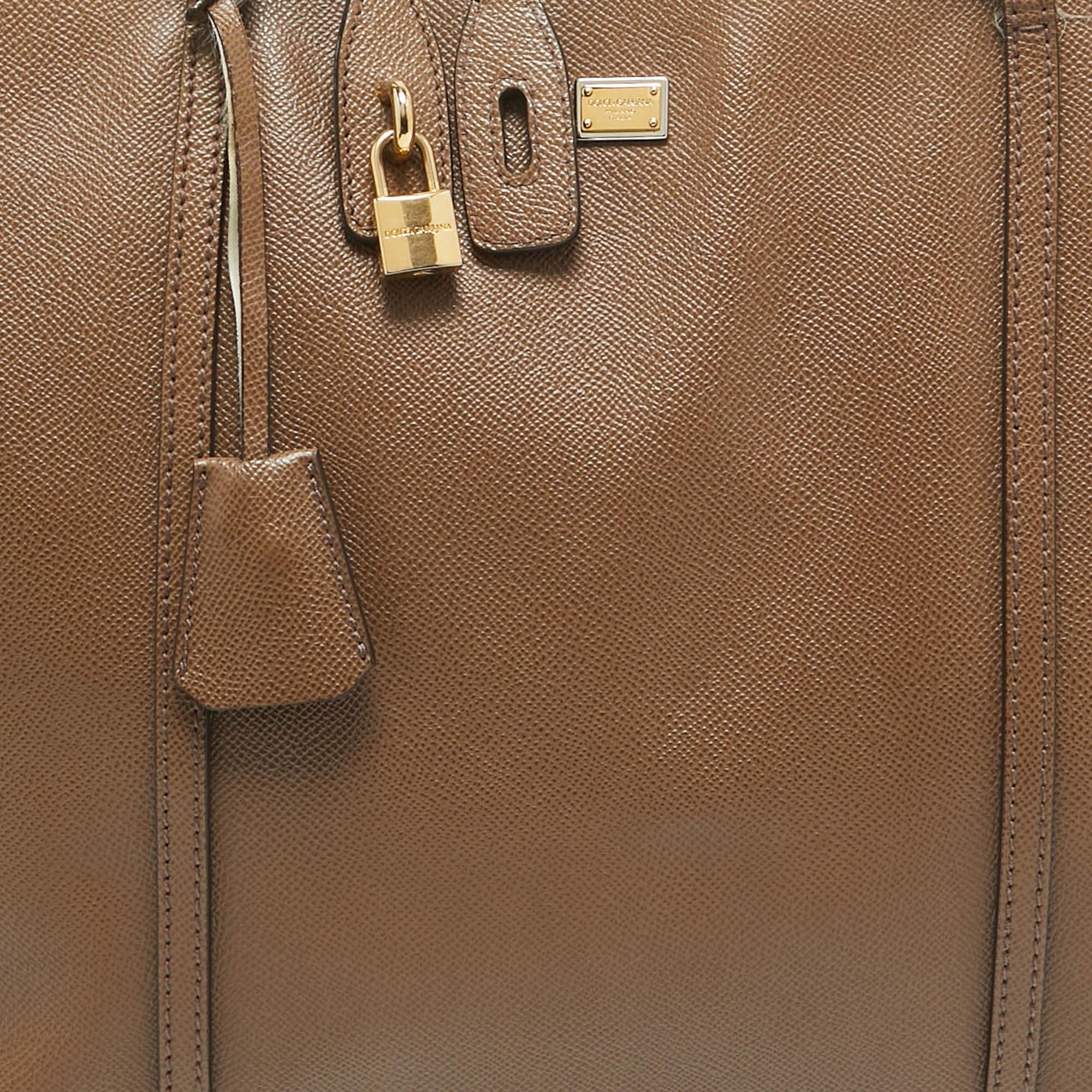 Dolce & Gabbana Dark Beige Leather Miss Escape Zip Tote 2