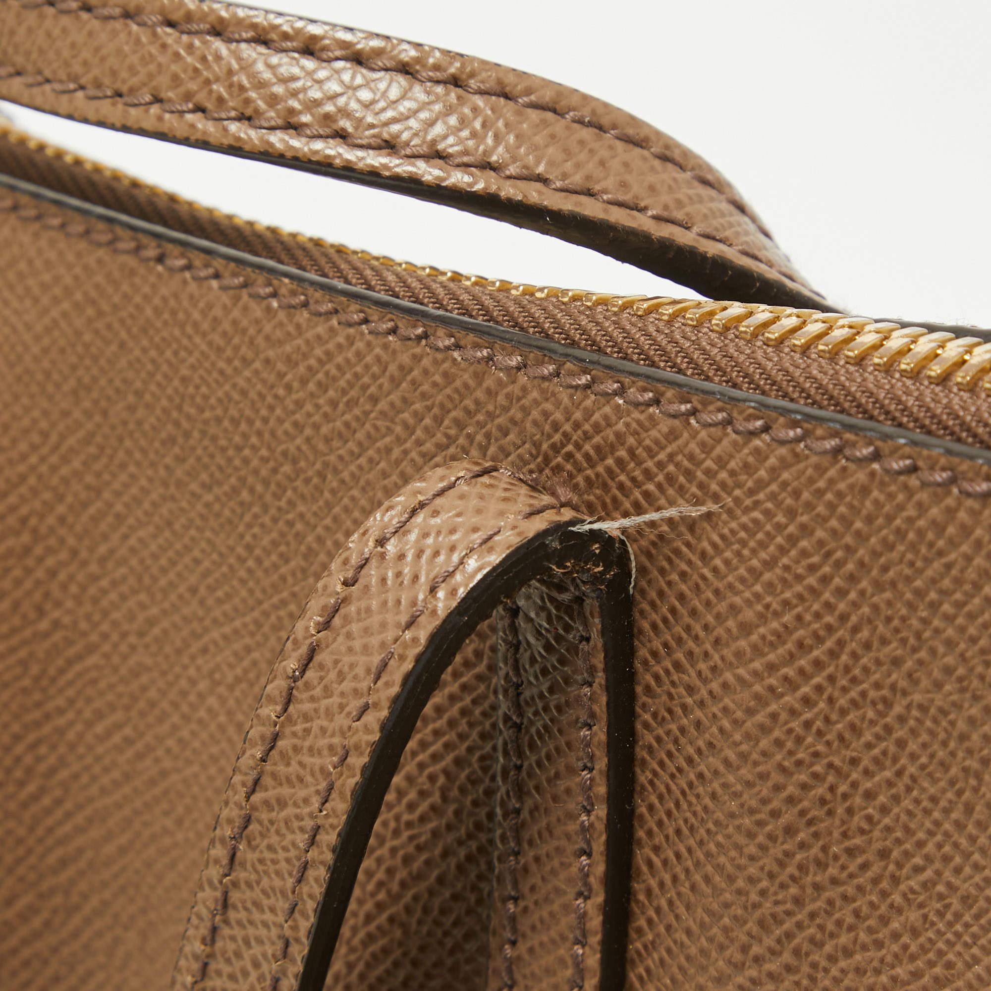 Dolce & Gabbana Dark Beige Leather Miss Escape Zip Tote 4