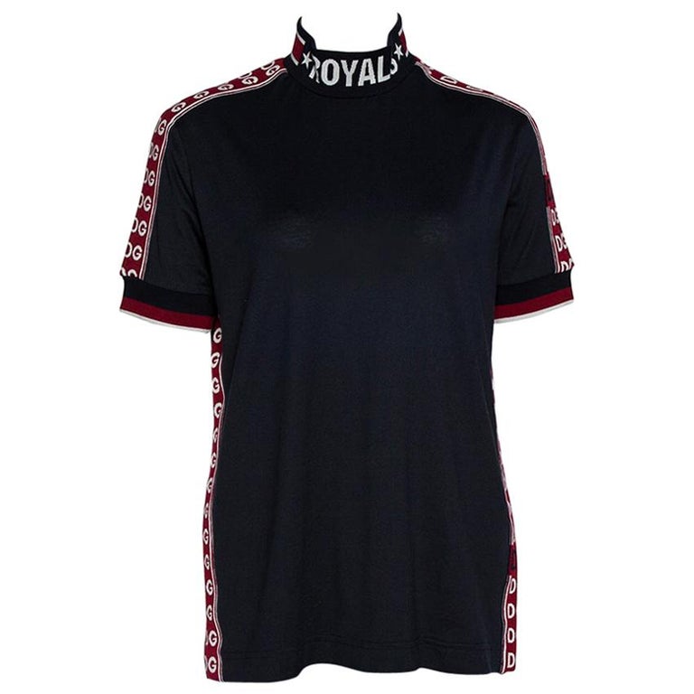 Dolce & Gabbana Dark Blue Silk Crew Neck Short Sleeve T-shirt