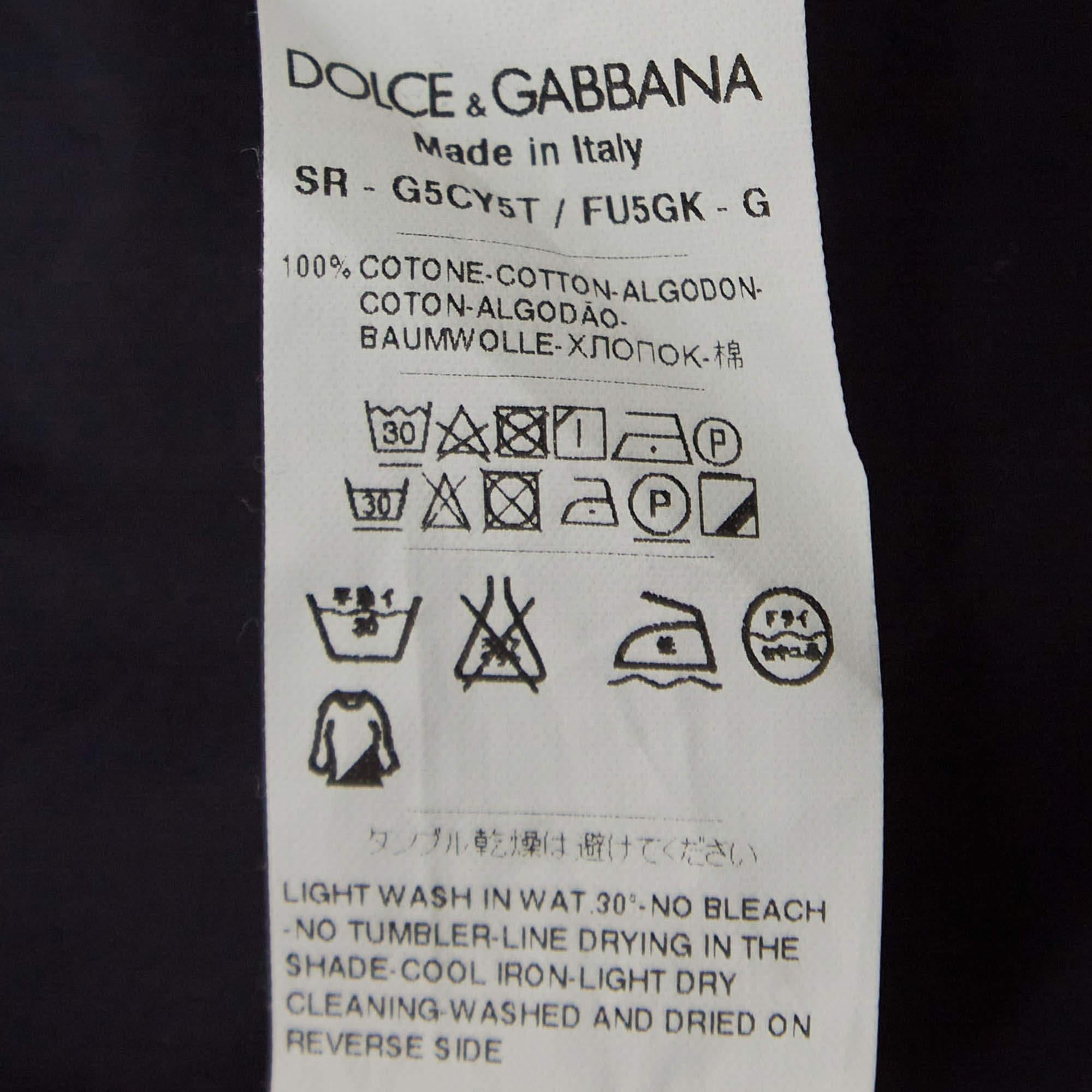 Dolce & Gabbana Dark Blue Cotton Martini Long Sleeve Shirt M For Sale 1