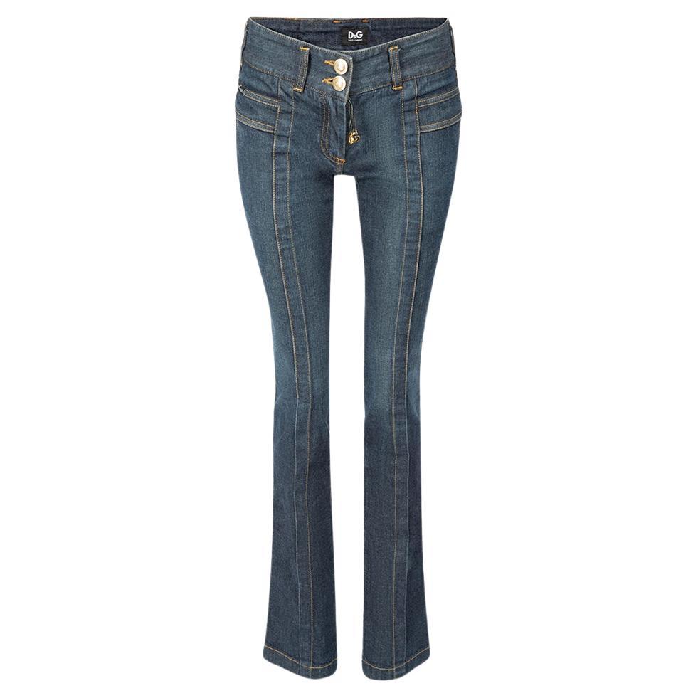 Dolce & Gabbana Dark Blue Mid Rise Jeans Size XS For Sale