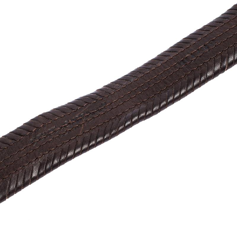 Black Dolce & Gabbana Dark Brown Braided Leather Chain Belt 80CM For Sale