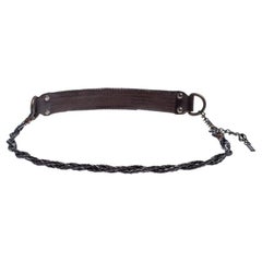 Dolce & Gabbana Ceinture en cuir tressé marron foncé 80CM